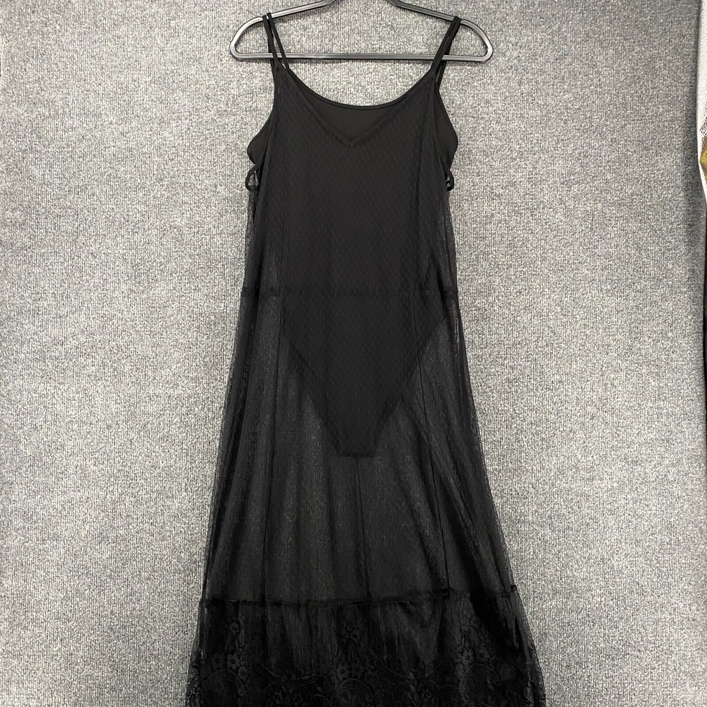 HM Coachella Dress Womens 10 Black Lace Sheer Bodysuit 90s Fairy Whimsigoth Vamp